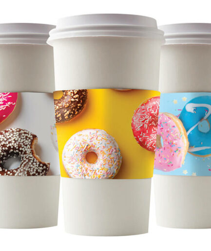 Donut themed coffee cup sleeves for cafes